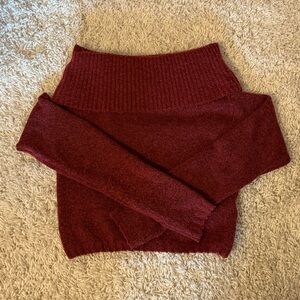 Silence + Noise Red Off the Shoulder Sweater